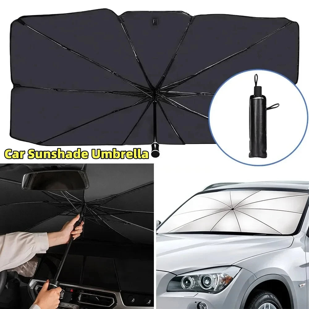 Universal Premium Foldable Car Windshield Sun Shade Umbrella – UV Protection