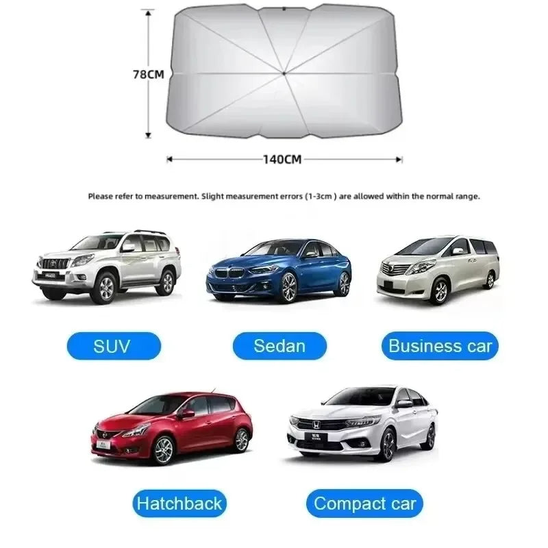 Universal Premium Foldable Car Windshield Sun Shade Umbrella – UV Protection