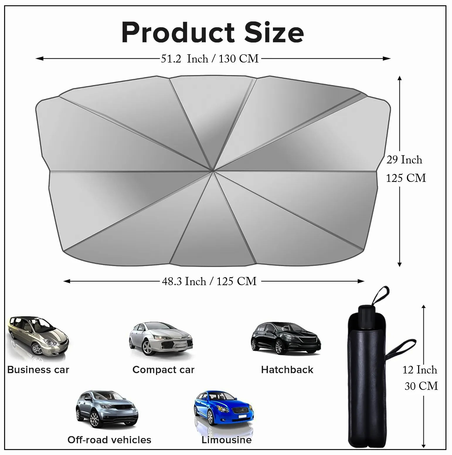 Universal Premium Foldable Car Windshield Sun Shade Umbrella – UV Protection