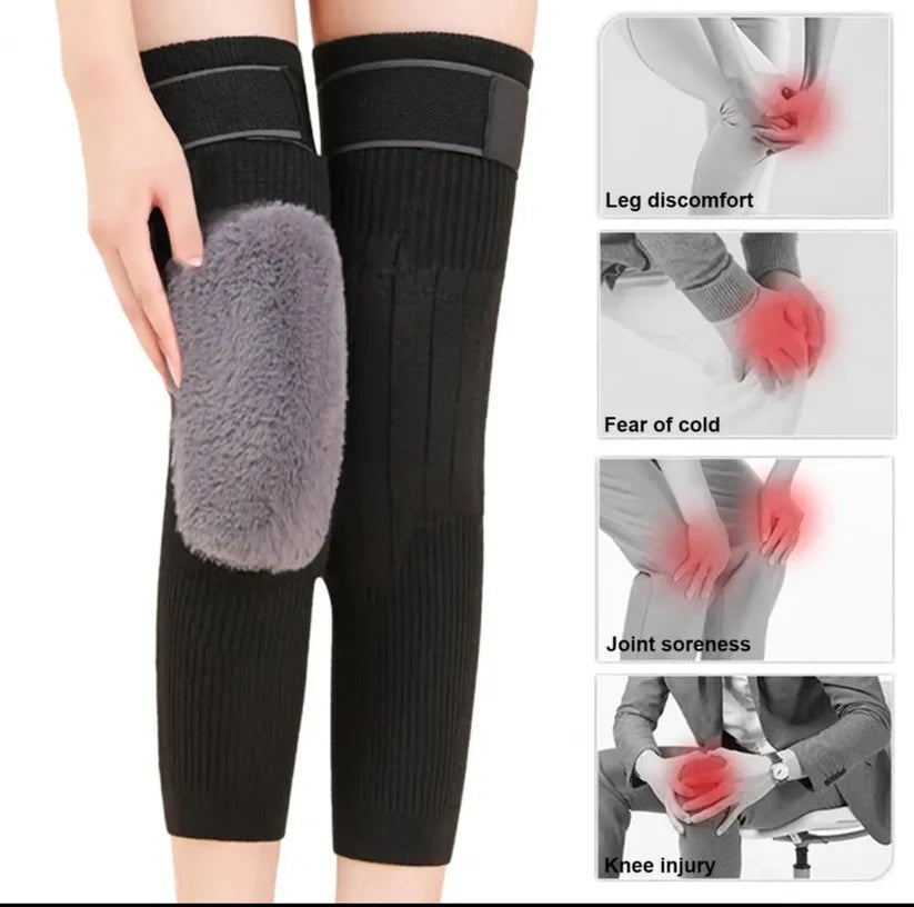 Full Wool Cashmere Warm Knee Pads 2 Pcs Super Elastic Knees Sleeves Support Protector